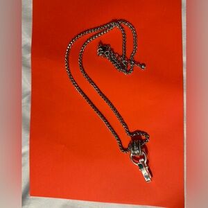 Lucky Brand Silver Chain ID Badge Holder